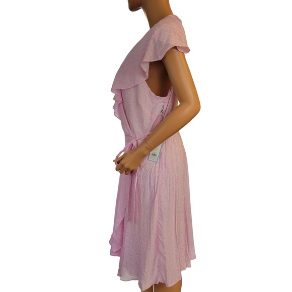 Draper James Wrap Dress Pink White Floral‎ Print Midi Ruffle Sleeve Size XXL New - Picture 3 of 13